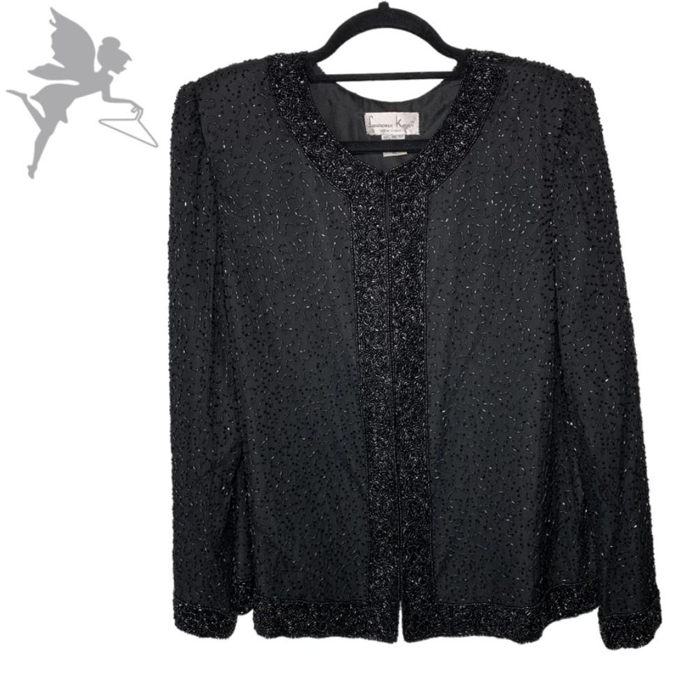 VINTAGE LAURENCE KAZAR Longline Beaded Evening Jacket